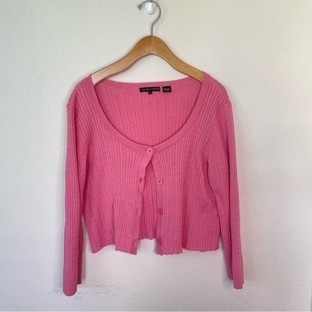 Hot Pink Buttons Front Crop Cardigan Size L
